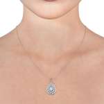Buy HALO PEAR DIAMOND PENDANT 18K WHITE GOLD
