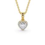 HALO HEART DIAMOND PENDANT 18K YELLOW GOLD FRONT