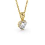HALO HEART DIAMOND PENDANT 18K YELLOW GOLD SIDE