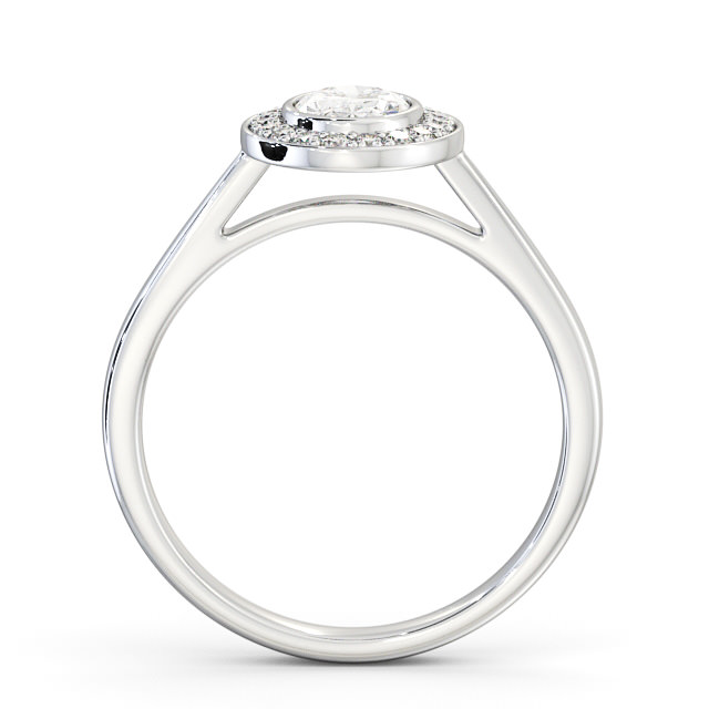 HALO OVAL DIAMOND ENGAGEMENT RING 18K WHITE GOLD - side view