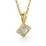 HALO ROUND DIAMOND PENDANT 9K YELLOW GOLD