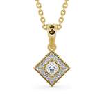 HALO ROUND DIAMOND PENDANT 9K YELLOW GOLD front view