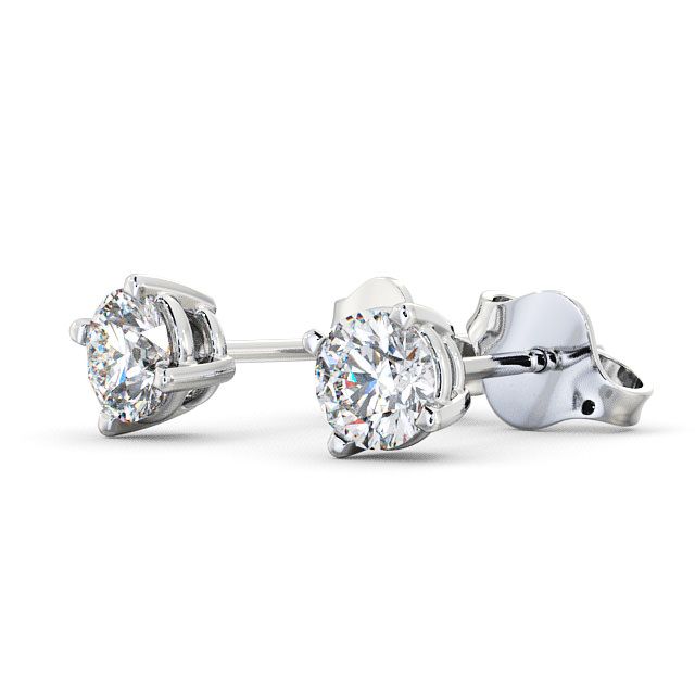 ROUND DIAMOND FOUR CLAW STUD EARRINGS 18K WHITE GOLD FOR SALE