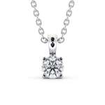 ROUND SOLITAIRE FOUR CLAW STUD DIAMOND PENDANT 18K WHITE GOLD front view
