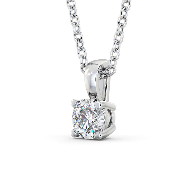 ROUND SOLITAIRE FOUR CLAW STUD DIAMOND PENDANT 18K WHITE GOLD side view