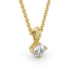 ROUND SOLITAIRE FOUR CLAW STUD DIAMOND PENDANT 9K YELLOW GOLD SIDE VIEW