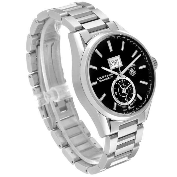tag heuer carrera gmt black dial steel mens watch war5010 for sale - rozefs.com