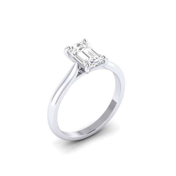 3 Carat Emerald Cut Diamond Ring side view - rozefs.com