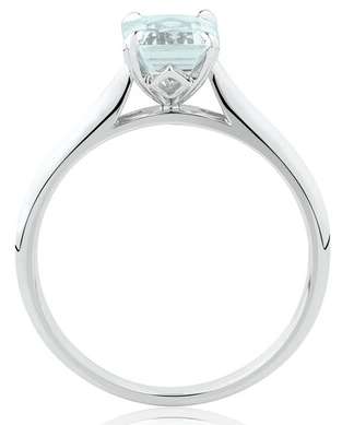 Aquamarine Ring White Gold front view - rozefs.com