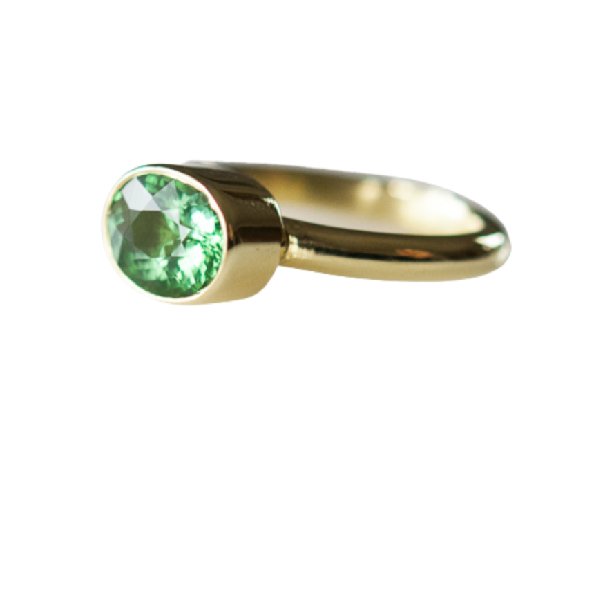 Green Tourmaline Ring side View - Rozefs