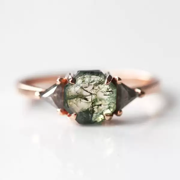 Moss agate engagement ring - Rozefs