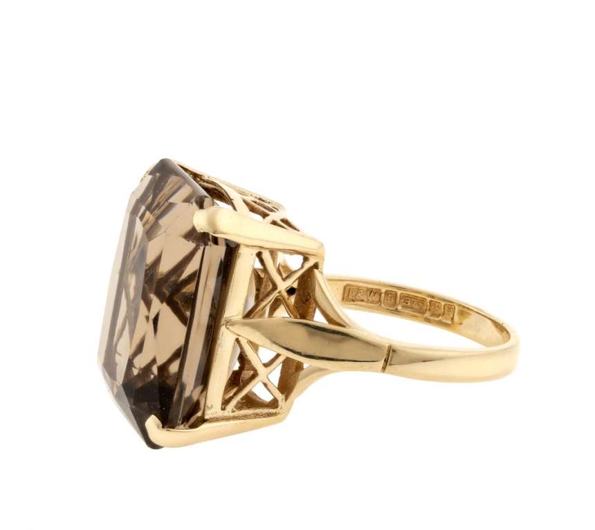 Smoky Topaz Ring side view - rozefs.com