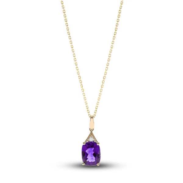 Amethyst Necklace for Sale with Diamond and Gold Chain - Rozefs