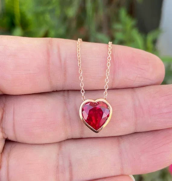 heart ruby necklace for sale - Rozefs.com