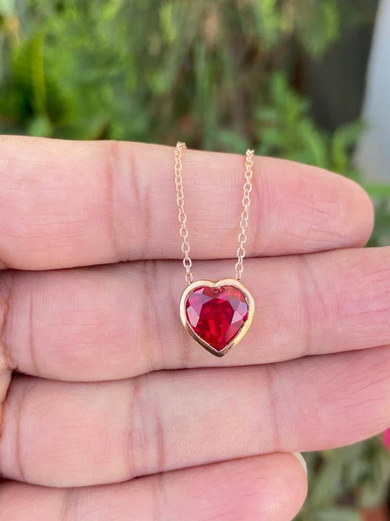 heart ruby necklace for sale - Rozefs.com