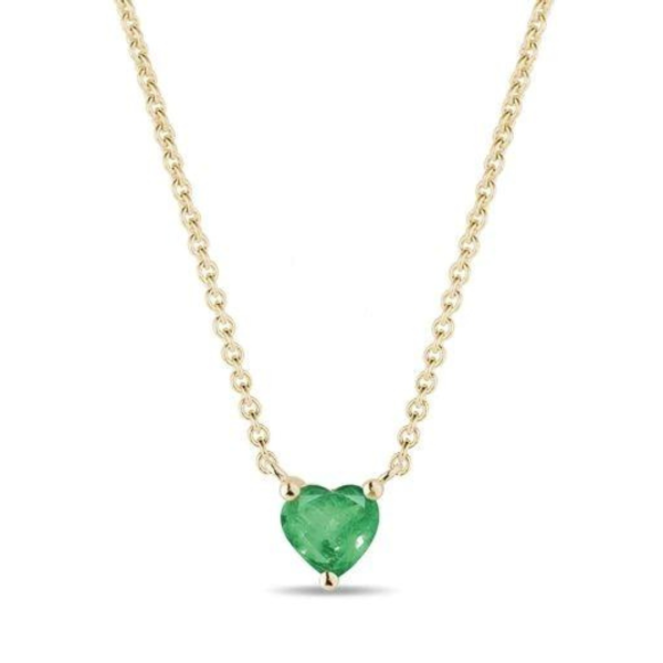 Emerald Heart Necklace with Gold Chain - Rozefs